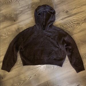 New York & Company Cozy & Soft Dark Brown Hooded Cropped Sweater size M